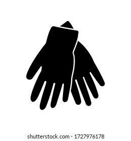 Two gloves icon. Black and white vector illustration of gloves for a garden or medicine