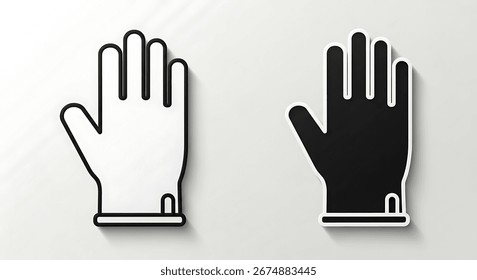 Dos guantes, uno blanco con contorno negro, uno negro con contorno blanco.