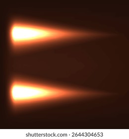 Two Glow Warm Light Object Isolated in deep brown background 