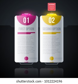 Two glowing banners in clean hi-tech style on dark glossy background
