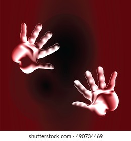 Two glowing hands of a Ghost. Fear, rejection mystical creatures. Sign stop.For banners and websites,labels, postcards, Wallpaper, and so on.Vector illustration.