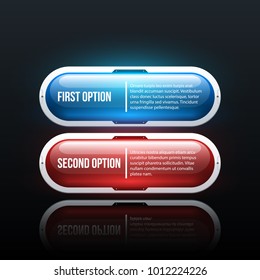 Two glowing options in hi-tech style on black glossy background