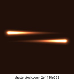 Dos luces brillantes de la flecha de la luz izquierda derecha que vuelan calientes aisladas en el fondo oscuro