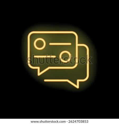 Two glowing yellow speech bubbles are suggesting an ongoing conversation in this neon sign graphic