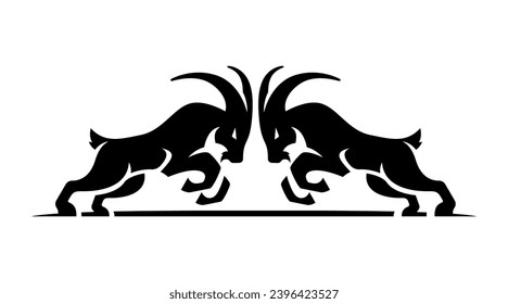 two goat fighting logo illustration