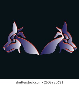 two goat heads logo with modern minimalist style