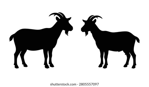 Two Goats Facing Each Other Black Silhouette