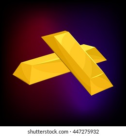 Two gold bars icon in cartoon style for any design