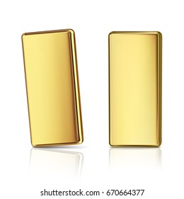 two gold bars isolated on white background