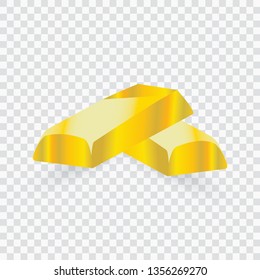 Two Gold bars on a transparent backdrop. Banking business concept. Vector illustration