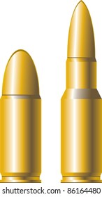 two gold cartridges for firearms