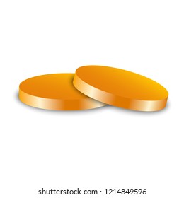 Two gold coin icon. Realistic illustration of two gold coin vector icon for web design isolated on white background