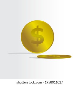 TWO GOLD COINS MONEY VECTOR ILLUSTRATION