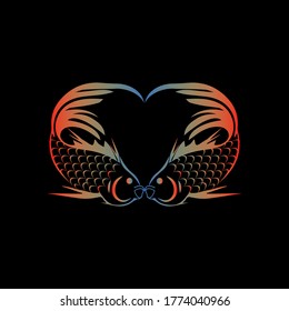  two gold fish icon design vector