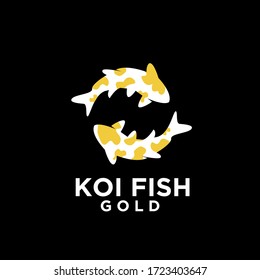 two gold koi fish logo icon design