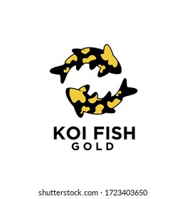 two gold koi fish logo icon design