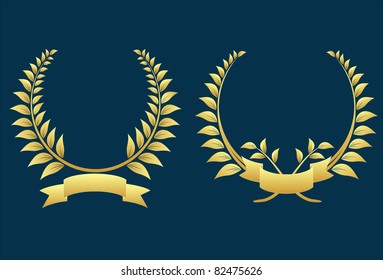 two gold laurel wreaths