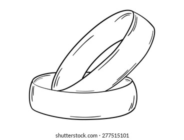 two gold rings on white background, isolated