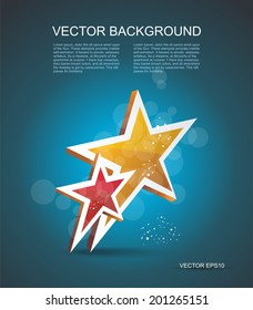Two gold stars. 100% satisfaction guarantee. Vector cinema background.