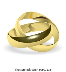 Two gold wedding rings. Vector.