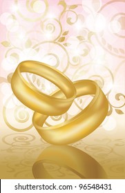 Two gold wedding rings  Vector illustration