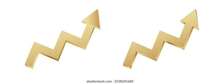 Two gold zigzag arrows point upward, representing progress, success, and growth.