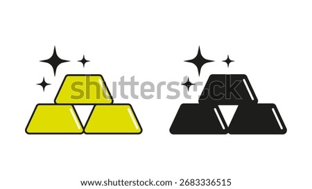 Two golden bar in flat style isolated on a white background