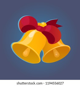 Two golden bells with red ribbon vector illustration