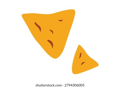 Two golden brown tortilla chips, one large, one small. Ideal for snacks or dipping.