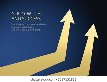two golden business arrow pointing up show progress and profit