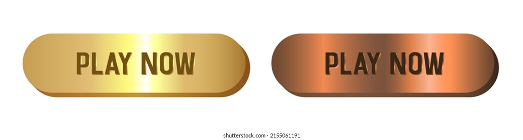 Dos botones dorados Reproducir ahora. Botón de lujo VIP Reproducir. Ilustración vectorial.