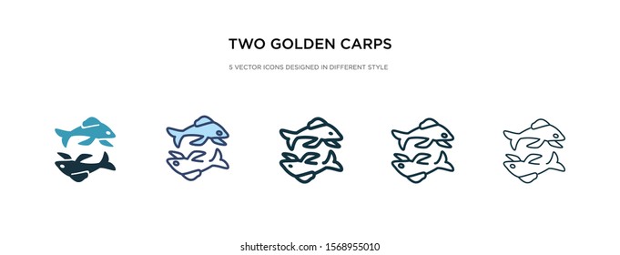 two golden carps icon in different style vector illustration. two colored and black two golden carps vector icons designed in filled, outline, line and stroke style can be used for web, mobile, ui