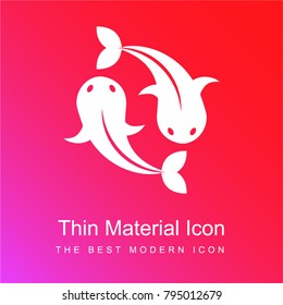 Two Golden Carps red and pink gradient material white icon minimal design