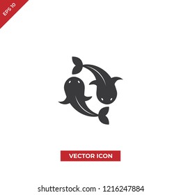 Two golden carps vector icon