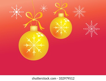 two golden christmas glass bauble decorations