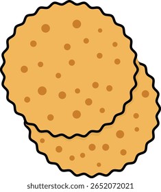 Dois biscoitos dourados com pequenos buracos
