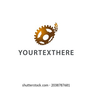 Two golden gears. The inside of the watch. Drive transmission. Drawn on a sphere