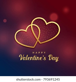 two golden hearts love valentine's day design