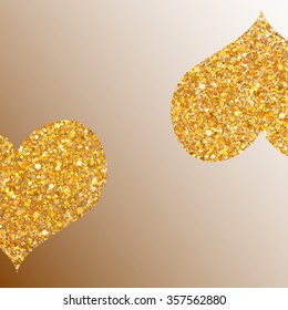 two golden  hearts, vector