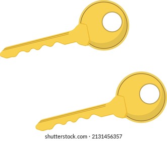 Two golden keys, illustration, vector on a white background.