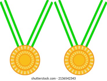 Two golden medals, illustration, vector on a white background.