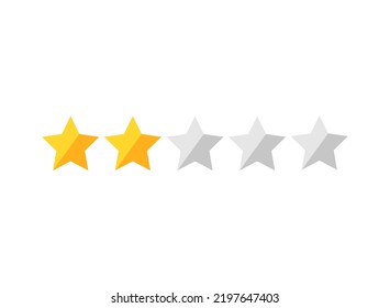 Two Golden Stars With Three Not Active. Rating Button. Customer Product Rating Review Icon. Vector Illustration. Assessment For Web Sites And Apps. 