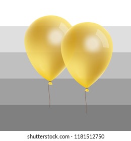 two golden transparent balloons, vector illustration