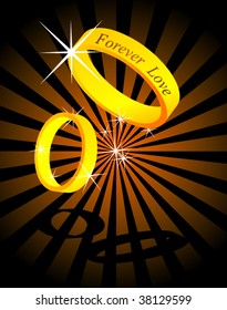 Two Golden wedding rings Vector