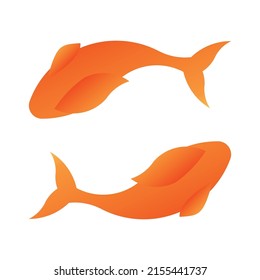 Two goldfish  on a white background. Pisces zodiac sign.