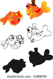 Two goldfishes. The boy and the girl.