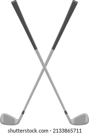 Two golf sticks, illustration, vector on a white background.