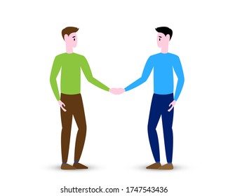 Two good friends shaking hands - Vector illustration
