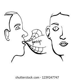 two gossiping men, hand drawing in vector, illustration, design element