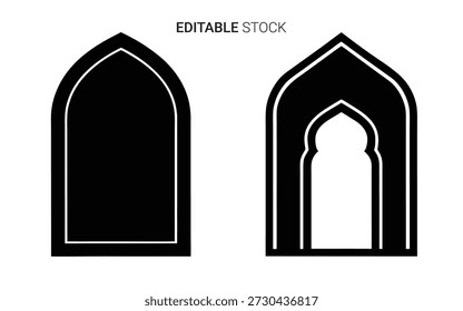 Two gothic archway illustrations with a black silhouette style offer a detailed and elegant design.